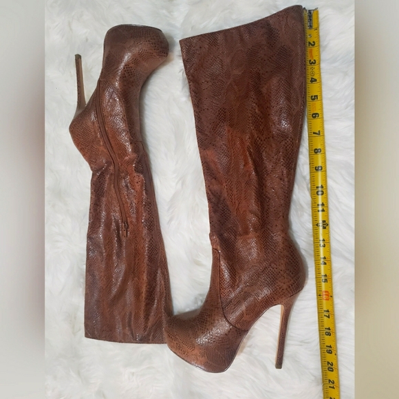 Snake Print Platform Mid Calf High Boots Size 6.5 - Picture 1 of 4